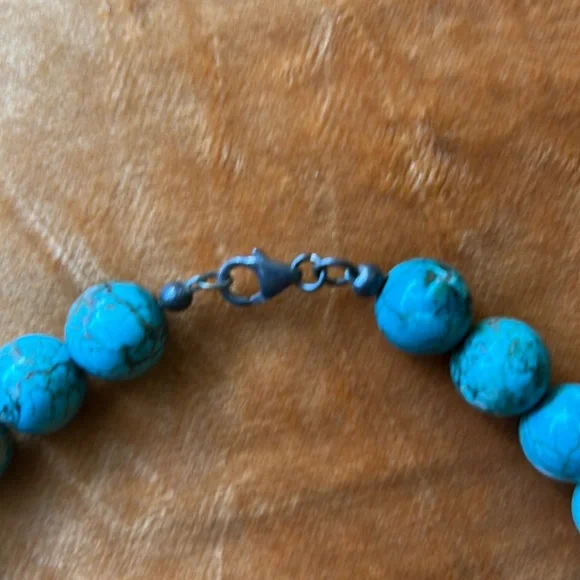 Turquoise and Coral-Colored Beaded Necklace - Picture 3 of 3
